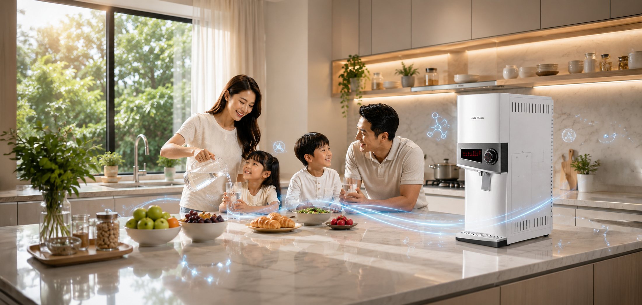 Family enjoying clean drinking water with the Bio Pure N-Series
